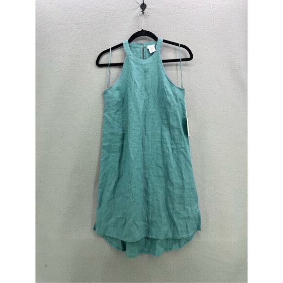 NWT Sigrid Olsen Womens Oversized Green Linen Sleeveless Halter Tank Dress XS - Picture 7 of 8